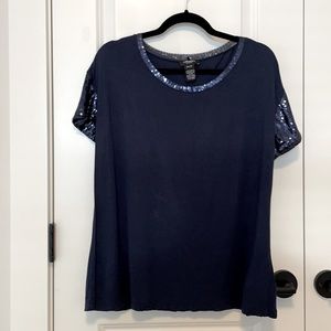 Olsen navy blue shirt with sequin details